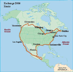 Nancy Nisbet, Exchange 2006 Tour Route Map